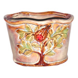 Maceta Decorativa Pajaritos Ceramica Con Relieve Modelo 2