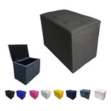 Puff Pufe Bau Decorativo Organizador Calçadeira Retangular Cor Cinza Suede