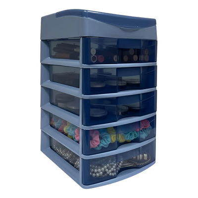 Mini Cajonera Italhome Organizador Escritorio Y Maquillaje Sesia 5 Azul