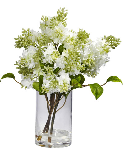 Arreglo Floral De Seda Lila Casi Natural 4805, Blanco 7 X 4,