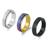 3 Anillos Acero Inoxidable Para Para Mujeres Y Hombres Juego