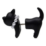 Aretes De Gato Color Negro Con Perlas En 3d