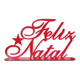 Palavra Decorativa Feliz Natal Vermelha Mdf Adesivado Brinde