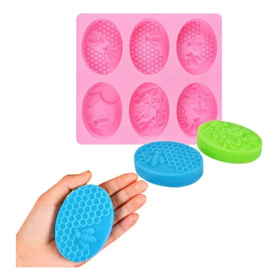 Molde Forma Silicone Sabonete 6 Cavidades Saboaria Sabão Cor Rosa
