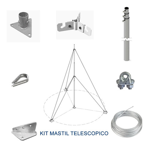 Mástil Telescópico 12m C/accesorios De Instalacion Kitslm12