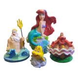 Kit 4 Enfeite De Aquário Turma Pequena Sereia Ariel