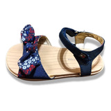 Sandalia De Niña Tommy Hilfiger Azules Con Moño De Velcro 