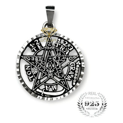 Dije Tetragramaton Curado Luna Llena 3 Cm Plata 925 Bissier Color Plateado | Meses sin interés