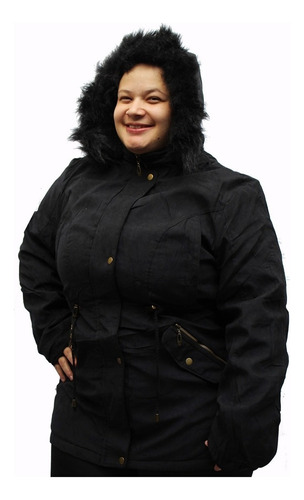 Parka Feminina Plus Size Sobretudo Casaco Capuz Pelinho Frio