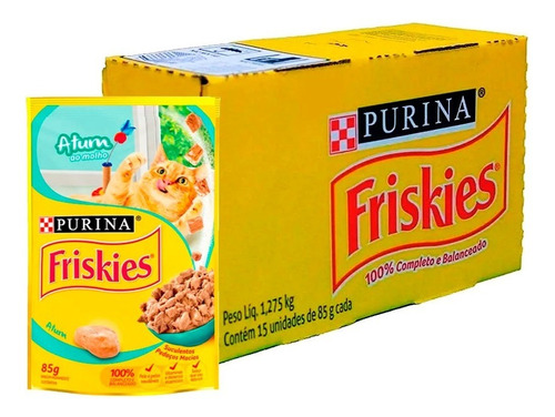 Caixa Sachê Purina Friskies Atum Ao Molho Gatos Adultos 85g