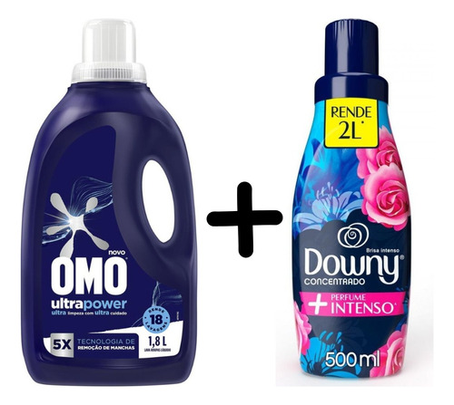 Kit Lava Ultra Power 1,8 L Omo + Downy Brisa Intenso 500ml