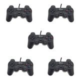 Kit 5 Dualshock 2 Com Fio Ps2 Preto Lotus Lt-ct007