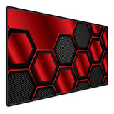 Mousepad Gamer Speed Extra Grande 90x40 Hexagonal Vermelho