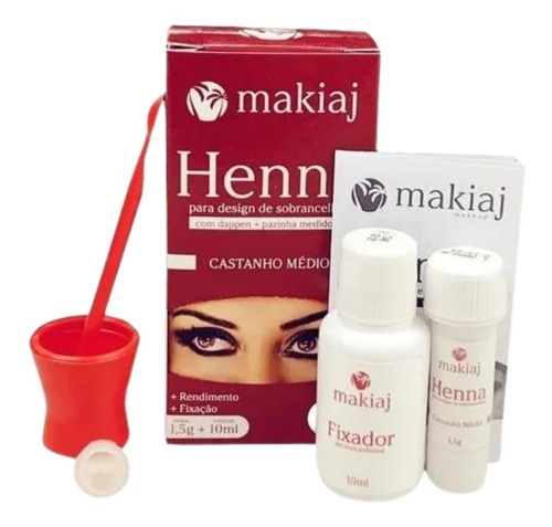 Kit Com 3 Henna Sobrancelhas Makiaj  E Fixação Rena