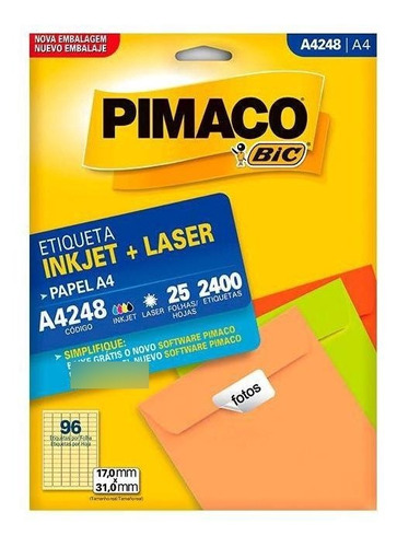 Etiqueta Pimaco Inkjet+laser Branca A4 248