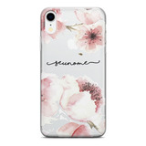 Capinha De Celular Flores Brancas E Rosas E Nome