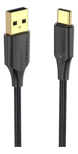 Cable Usb 2.0 A Usb C 3a Trenzado 2 Metros Vention Color Negro