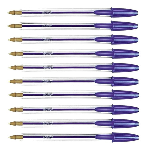 Kit 10 Canetas Esferográfica Cristal 1.0 Média Bic