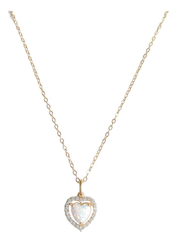 Collar Anastasia - Enchapado En Oro 18k + Opal De Corazon