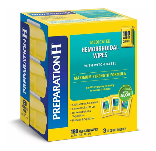 Lenço Para Hemorroida Preparation H 3pack 60