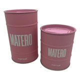 Set Lata Matero Color Rosa Negro 15x9x1 Cm