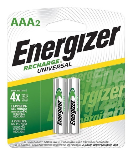 Pilas Baterias Recargables Energizer Aaa X 2 Unds 700 Mah