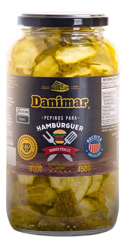 Pepino Fatiado Hamburguer Burger Pickles Picles 760g Danimar