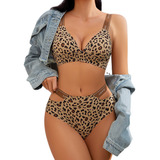 Conjunto De Lencería Sexy Con Estampado De Leopardo