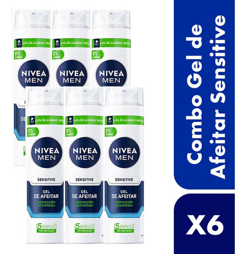 Combo Gel De Afeitar Nivea Sensitive X 6 Unidades