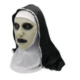 Máscara Terror Haloween A Freira Valak Latex Realista C/ Véu Cor Boca Fechada