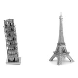 Pack 2 Puzzles 3d Metal, Torre De Pisa + Torre Eiffel