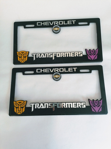 Par Porta Placas Autos Chevrolet Transformers