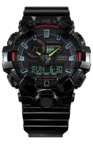 Reloj Casio G-shock Ga-700rgb-1acr E-watch Color De La Correa Negro Color Del Fondo Negro