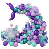 Kit De Globos Temáticos De Sirena Decoración De Fiesta 141pc