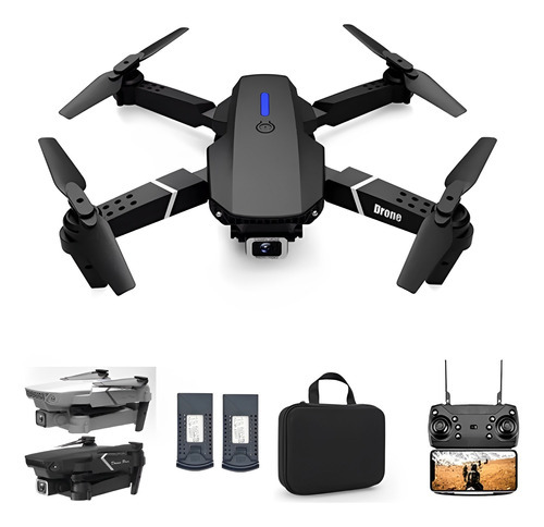 Mini Drone Plegable Wifi Doble Camara Doble Bateria Estuche Color Negro