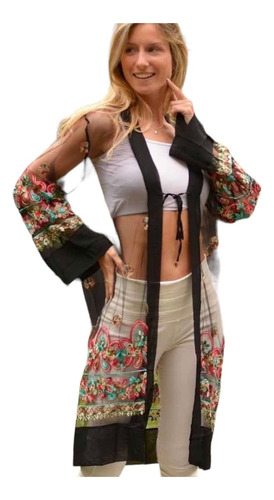 Kimono Bordado Importado Tunica Mujer Playa Zozulka