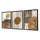 Kit 3 Quadros Decorativos Boho Formas Plantas Cozinha