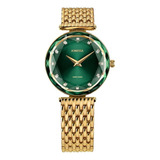 Reloj Suizo Jowissa Verde Pulsera Dorada J5.760.m 