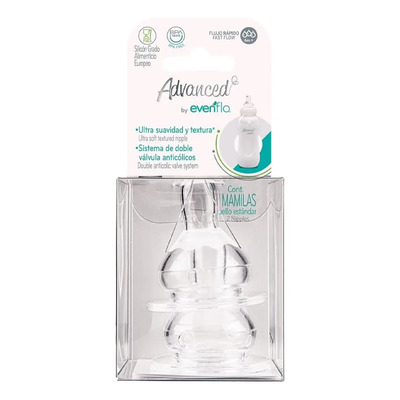 Pack 2 Mamilas Cuello Estandar Evenflo Advanced Flujo Rapido | Meses sin interés