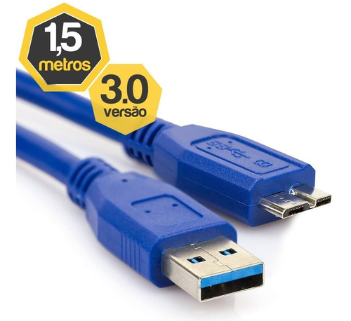 Cabo Micro Usb 3.0 5gbps 1.5m Para Hd Externo Kingston & Wd