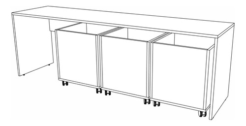 Mesa Apoio 3 Caixas Organizadoras Sem Tampa 180x50x75cm