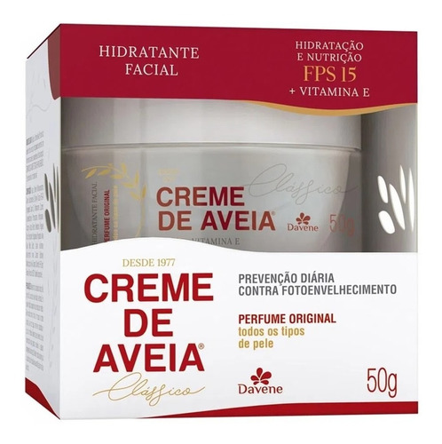  Hidratante Facial Fps 15 Davene Creme De Aveia Clássico Caixa 50g