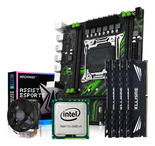 Kit Intel X99 Xeon E5 2680 V4 Machinist Pr9 64gb C/cooler