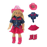 Hot Pink Cowgirl 4 Piece Outfit Made To Fit 18 Inch Dolls Su