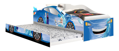 Cama Solteiro Com Auxiliar Frozen Infantil Com 2 Colchões 