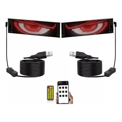 2 Pcs De Pantalla Led Con Luz Devil Eyes (9.2x37.4cm)