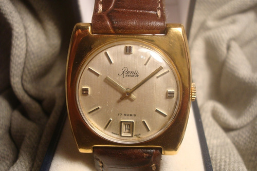 Precioso Reloj Renis Antiguo Hombre '60 Oro Plaque 18k Joya!