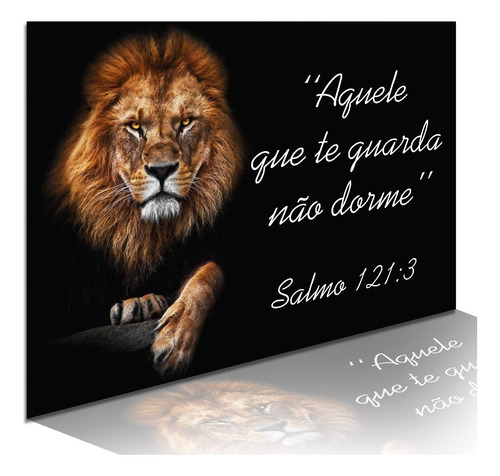 Quadro Decorativo 1 Peça Grande Leão De Judá Frase Religiosa