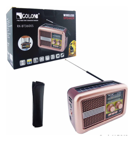 Radio Multi Banda Bt3600s Con Fm/am, Usb-tf-aux. Solar Retro