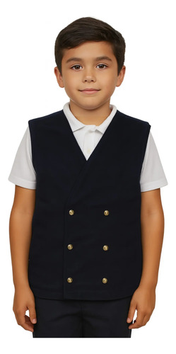 Chaleco Escolar Cruzado Con Botón Uniforme Punto Roma 4 A 16